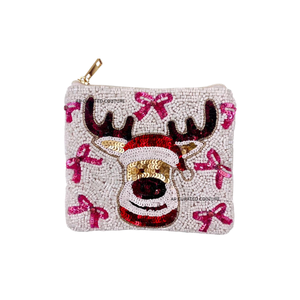 Hot Selling Embroidered Handmade Beaded Christmas Coin Purse <b>Mini</b> Zipper <b>Pouch</b> High Quality Custom Design Trendy Holiday - Product Image 3