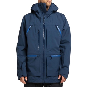 Chaqueta de esquí impermeable con capucha para hombre, diseño color block en marrón, negro y amarillo, con cremallera, deportiva, para invierno y actividades al aire libre. - Product Image 3