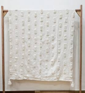 100% Cotton Tufted White <b>Throw</b> <b>Blanket</b> Handmade Boho Textured Sofa Couch Decorative <b>Throw</b> - Product Image 2