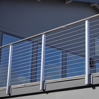 Kit de système de garde-corps d'escalier en acier inoxydable noir personnalisable à montage latéral, 42 pouces, design moderne, pour balcon extérieur, hôtel