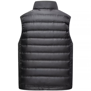 Gilet matelassé léger pour homme avec logo personnalisé, sans manches, chaud pour l'hiver, avec capuche, brillant, vente en gros - Product Image 3