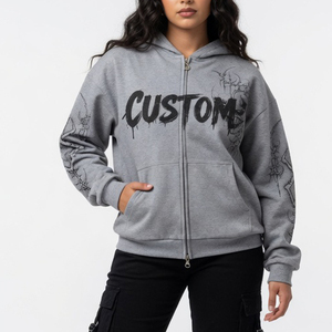 Sudadera con capucha Glory Custom Screen Print Oversized Sun Fade de calidad premium, 100% algodón, con cierre de cremallera, para streetwear, unisex. - Product Image 6