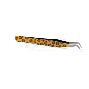 Pince à cils professionnelle à imprimé léopard, en acier inoxydable, pointe fine de précision, prise en main parfaite, 10 mm, extension de cils - Product Image 4