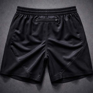 Pantalones Cortos Deportivos Negros para Hombre, Estilo Techwear, con Bolsillo con Cremallera, para Gimnasio, 100% Poliéster, Color Sólido, Logotipo Personalizado Disponible - Product Image 2