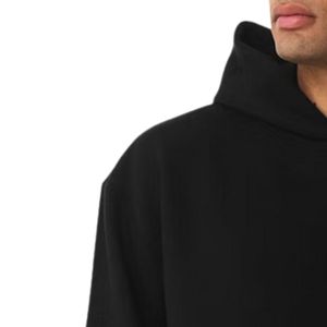Sweat à capuche noir brodé épais en molleton doux, pull à manches longues, vêtement décontracté pour l'hiver - Product Image 4