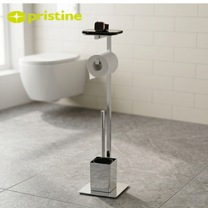 Modern Steel Freestanding Toilet <b>Paper</b> <b>Holder</b> With Plunger And Shelf For Bathroom - Product Image 4