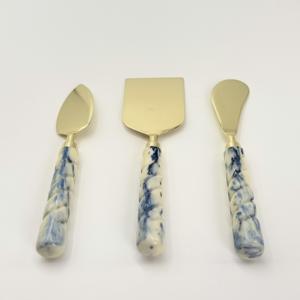 Juego de Cuchillos para Queso de Acero Inoxidable, Cubertería Inteligente para Cocina, con Mango de Resina, Acabado Dorado Pulido, Utensilios de Mesa Duraderos de Metal - Product Image 2