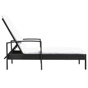 Chaise longue standard en rotin PE noir avec accoudoirs réglables, confortable pour l'extérieur - Product Image 2