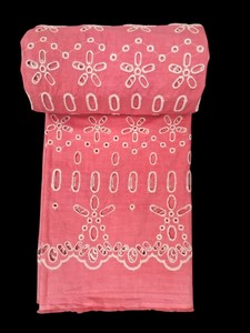 Tela Bordada de Algodón Rosa Premium en Oferta |   Tela Suave y Transpirable con Diseño Floral Calado para Vestidos, Kurtis y Blusas - Product Image 2