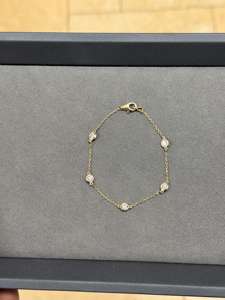 Bracelet délicat en or jaune 14 carats avec diamant de laboratoire de 1,25 carat, bracelet à stations de diamants, 7 pouces, empilable, bijoux fins - Product Image 2