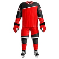Ensemble uniforme de hockey sur glace grande taille, 100 % polyester, logo personnalisé, antibactérien, sublimation personnalisée, tenue décontractée, sport – Vente chaude
