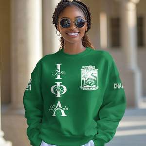 Veste universitaire personnalisée Iota Phi Lambda, vert émeraude, sweat-shirt de la sororité Iota Phi Lambda depuis 1929 - Product Image 1