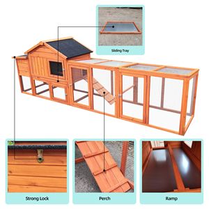 111.5 \ "grande pollaio esterno in legno scatola di nidificazione per pollame coniglio Hutch UV pannello impermeabile gabbia per cortile per - Product Image 5