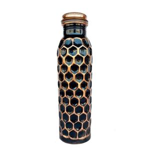 Diamond Hammered <b>Copper</b> Water <b>Bottle</b> With Lid BPA Free Latest Design Customizable <b>Copper</b> <b>Bottle</b> For Sale Vintage Style - Product Image 2