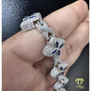 สร้อยข้อมือเทนนิสลายโคลเวอร์ประดับเพชรหรูหรา พร้อมเพชร VVS ผลิตในห้องปฏิบัติการ ชุบทอง 14K เงินแท้ 925 ดีไซน์แบบเชื่อมต่อ เหมาะสำหรับทุกเพศทุกวัย ใส่ไปงานปาร์ตี้ได้ - Product Image 4