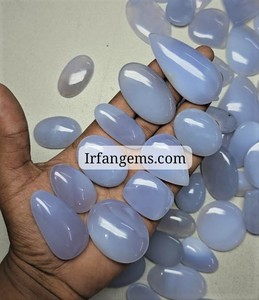 Lot de pierres précieuses en calcédoine bleue 100 % naturelle de haute qualité, cabochons de tailles variées, pour la fabrication de bijoux, lot de quartz calcédoine - Product Image 4