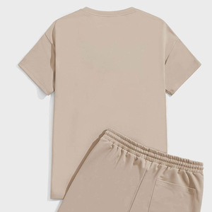 Conjunto de Pantalones Cortos de Felpa Francesa 100% Algodón de Alta Calidad para Hombre, Cuello Redondo, Dos Piezas, Chándal Deportivo, Estilo Vintage Lavado - Product Image 2