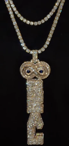 Colgante de Búho con Letra L, Estilo Hip Hop, para Hombre, Oro Sólido, Piedras de Moissanita con Corte Baguette, Joyería para Uso Diario, Engaste de Bisel - Product Image 2