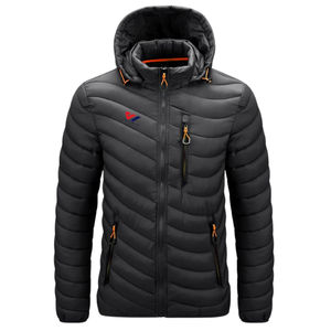 Men Quilted Down <b>Jacket</b> Hooded Winter Outerwear Zip Up Lightweight Warm Coat for Outdoor Hiking <b>Travel</b> Lightweight Winter <b>Jacket</b> - Product Image 2