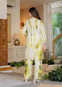 Pantalones de Algodón con Estampado Tie Dye Amarillo para Mujer, Corte Holgado, Estilo Casual Étnico, Estilo India Pakistán, Ropa de Verano - Product Image 4
