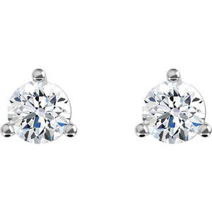 Pendientes de Diamantes Cultivados en Laboratorio, Corte Redondo Clásico Martini, Tres Puntas, Platino de Lujo, Joyería Fina Elegante para Mujer - Product Image 1