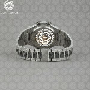 Montre de luxe pour homme Charm Jewells en acier inoxydable, cadran 38 mm, bracelet 20 mm, lunette sertie de diamants, mouvement mécanique analogique, étanche 10 bars - Product Image 4