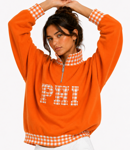 เสื้อฮู้ดดี้คอเต่าโอเวอร์ไซส์สำหรับผู้หญิง PHI รุ่นสั่งทำพิเศษ ชุดยาวสำหรับฤดูหนาว ฤดูใบไม้ผลิ ฤดูร้อน ปักลายตัวอักษรกรีกแบบเรียบง่าย ผ้าฝ้าย - Product Image 2
