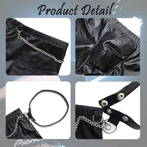 Shorts en cuir élastiques de haute qualité, style streetwear, shorts en cuir colorés pour hommes, shorts en cuir PU décontractés - Product Image 3