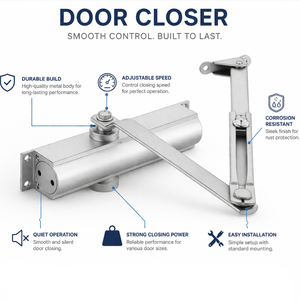 Ferme-porte en aluminium de qualité supérieure | Ferme-porte automatique robuste pour la maison, le bureau et l'usage commercial | Système de fermeture hydraulique fluide - Product Image 5