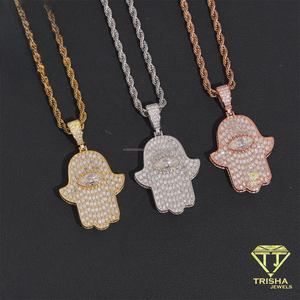 จี้เพชรโมอิสซาไนต์รูปมือฮิปฮอป ดีไซน์แบบ Iced Out ทำจากเงินแท้ 925 เครื่องประดับสำหรับผู้ชาย - Product Image 2