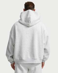 Sudadera con capucha extragrande plateada personalizada para hombre, de algodón grueso con forro polar, de alta calidad, estilo casual urbano. - Product Image 2