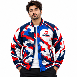 เสื้อแจ็คเก็ตวาร์ซิตี้ลายพรางสำหรับผู้ชาย RONAL SPORTS ผ้าโพลีเอสเตอร์ระบายอากาศได้ดี ปกคอพับได้ สไตล์สปอร์ต เหมาะสำหรับใส่ในฤดูใบไม้ร่วง ขายส่งแบบ Letterman - Product Image 3