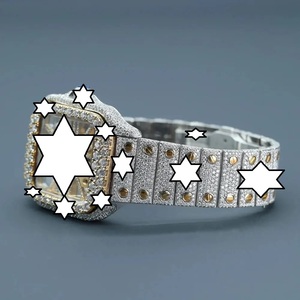 Montre de luxe automatique mécanique en acier inoxydable avec cadran carré, chiffres romains, tourbillon, diamants moissanite, style hip-hop pour hommes - Product Image 3