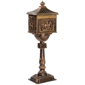 Heavy Duty Cast Aluminum Mailbox Post with 2 Keys Baffle Door Expansion Bolts Address Panel Ground Larg-Premium Postal Box - Product Image 1