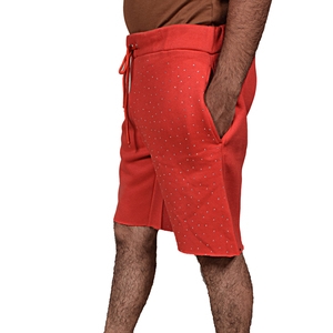 Pantalones Cortos de Verano Holgados para Hombre, Diseño Novedoso, Estilo Urbano, con Cordón Grueso, Pedrería Vintage y Borde Deshilachado - Product Image 3