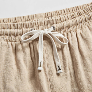 Pantalon Oxford en coton bleu pour homme, coupe droite, taille mi-haute, fermeture boutonnée, décontracté, léger, respirant, poches latérales, idéal pour l'été - Product Image 6