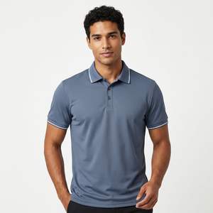 Polo de Manga Corta Azul Marino Sólido para Hombre, Tejido 100% Poliéster, Secado Rápido, Estilo Casual - Product Image 3