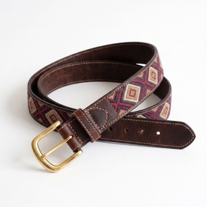 Genuine Leather Woven Pattern <b>Belt</b> for Men <b>Vintage</b> Brass Buckle Handmade Casual Jeans Waist <b>Belt</b> Brown Premium - Product Image 1