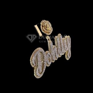 Pendentif personnalisé en argent sterling 925, pendentif moissanite, pendentif glacé, pendentif hip hop, pendentif rose, collier personnalisé - Product Image 2