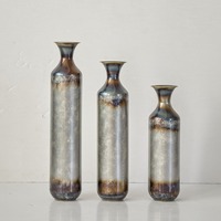 Vase en fer au design parfait avec finition émail effet crépusculaire, ensemble de 3 vases décoratifs en métal vieilli de grande taille pour fleurs