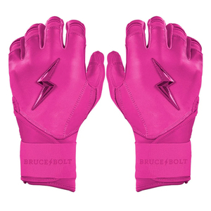 Guantes de Bateo Rosa Bruce Bolt de Cuero PU con Puño Largo para Entrenamiento Unisex Adulto con Cierre de Gancho y Bucle - Product Image 1