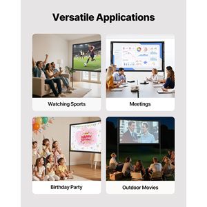 จอโปรเจคเตอร์แบบพกพาขนาด 80 นิ้ว มุมมองกว้าง 160 องศา อัตราส่วนภาพ 16:9 ความละเอียด 4K HD ป้องกันรอยยับ ใช้ได้ทั้งภายในและภายนอกอาคาร พร้อมขาตั้ง - Product Image 5