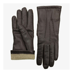 Guantes de cuero hasta la muñeca con forro térmico de algodón, estilo sencillo, para uso diario en invierno - Product Image 5