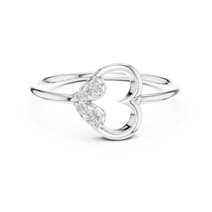 ROYAL HEART LAB GROWN DIAMOND WOMEN'S <b>RING</b> <b>SET</b> in 18KT WHITE <b>GOLD</b> RHODIUM PLATED MINIMALIST ENGAGEMENT PARTY GIFT DAILY USE - Product Image 1