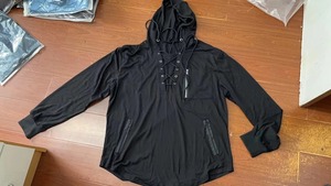 Sweat à capuche mi-long pour homme, style streetwear, avec lacets, cordon de serrage, couleur unie, manches longues, poches zippées, 100% coton, hiver - Product Image 6