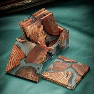Posavasos de madera estilo japonés, almohadilla aislante de resina, soporte de taza sencillo, junta creativa, repuestos para ceremonia del té, para el hogar - Product Image 6