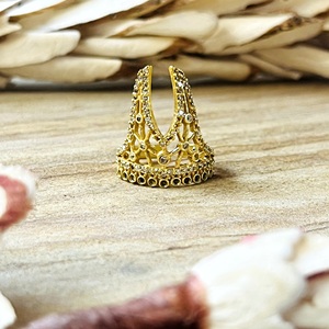 New Arrival Zircon Gold <b>Ring</b> Boho Brass <b>Rings</b> For Women 18k Gold Plated Ethnic <b>Crown</b> Armor Statement <b>Ring</b> Wholesale/OEM/ODM - Product Image 1