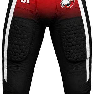 Red & Black American Football Jersey Set with Matching Protective <b>Compression</b> Shorts for Training and Match Play - Product Image 4