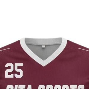 Maillot de lacrosse unisexe bordeaux et blanc en polyester, coupe athlétique, uniforme sportif, tenue de match d'équipe, vêtements de performance - Product Image 3