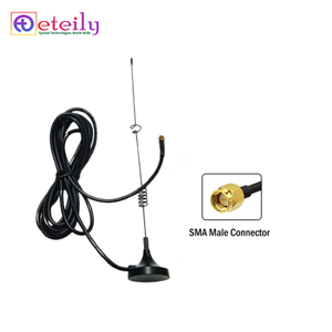 Antenne magnétique à ressort Eteily GSM 9dBi avec câble RG174 (3m) + connecteur mâle SMA, modèle métallique ET-GS9M-1L3-SMS-B10, fabriqué en Inde - Product Image 1
